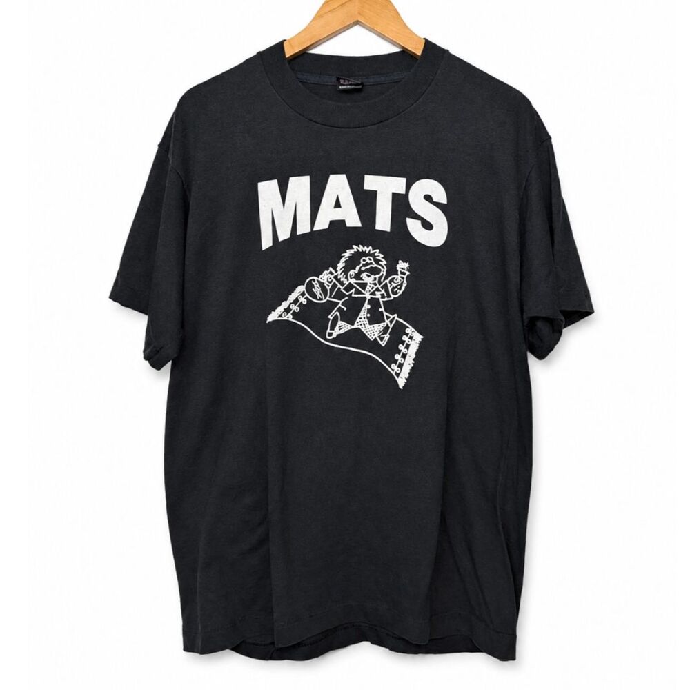 Vintage 1980s MATS Graphic T-Shirt Screen Stars Best Made in USA Black Tee XL